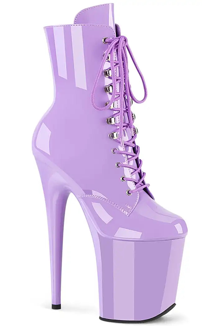 FLAMINGO-1020 Lavender Patent Boots-Pleaser-Tragic Beautiful