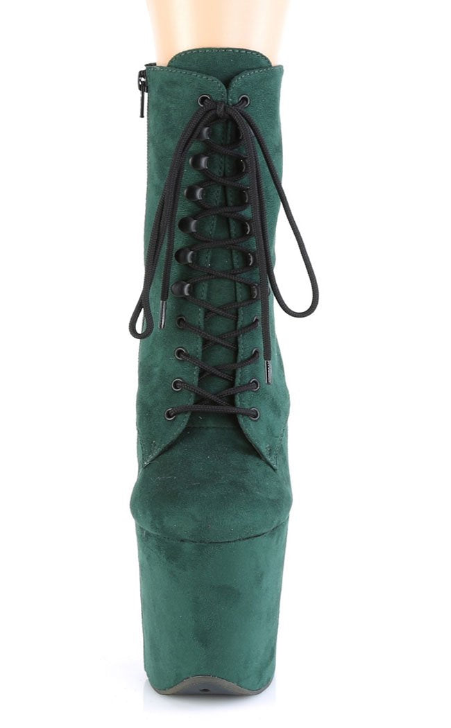 FLAMINGO-1020FS Emerald Green Faux Suede Boots-Pleaser-Tragic Beautiful