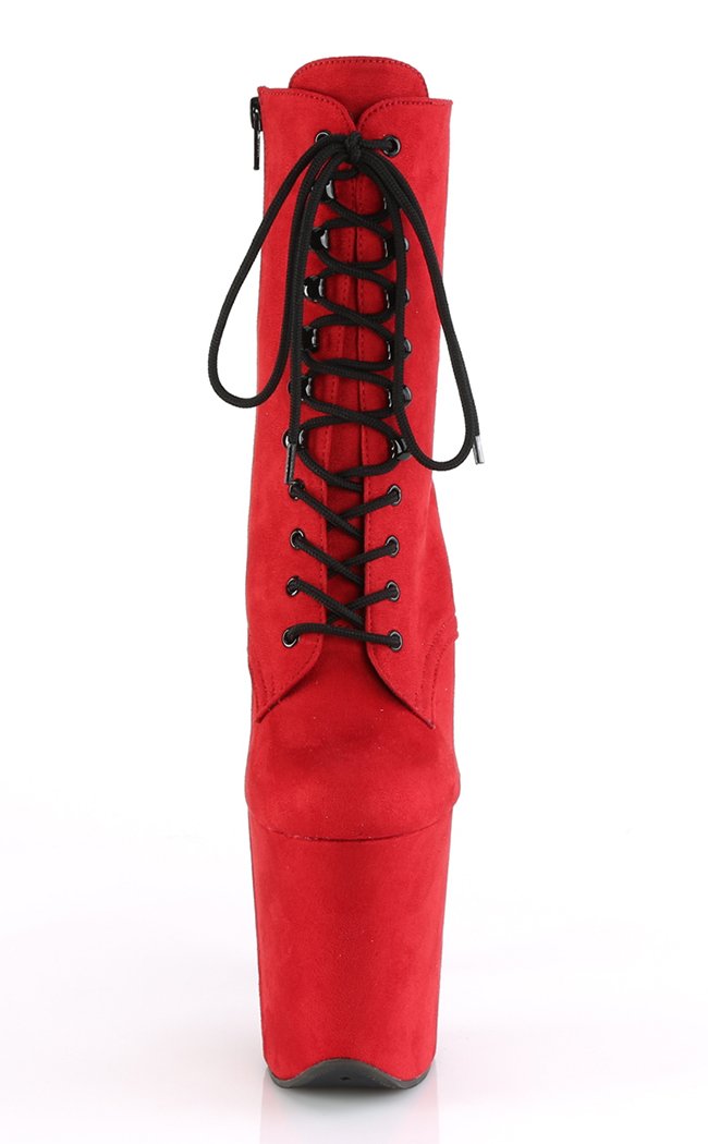 FLAMINGO-1020FS Red Faux Suede Boots-Pleaser-Tragic Beautiful