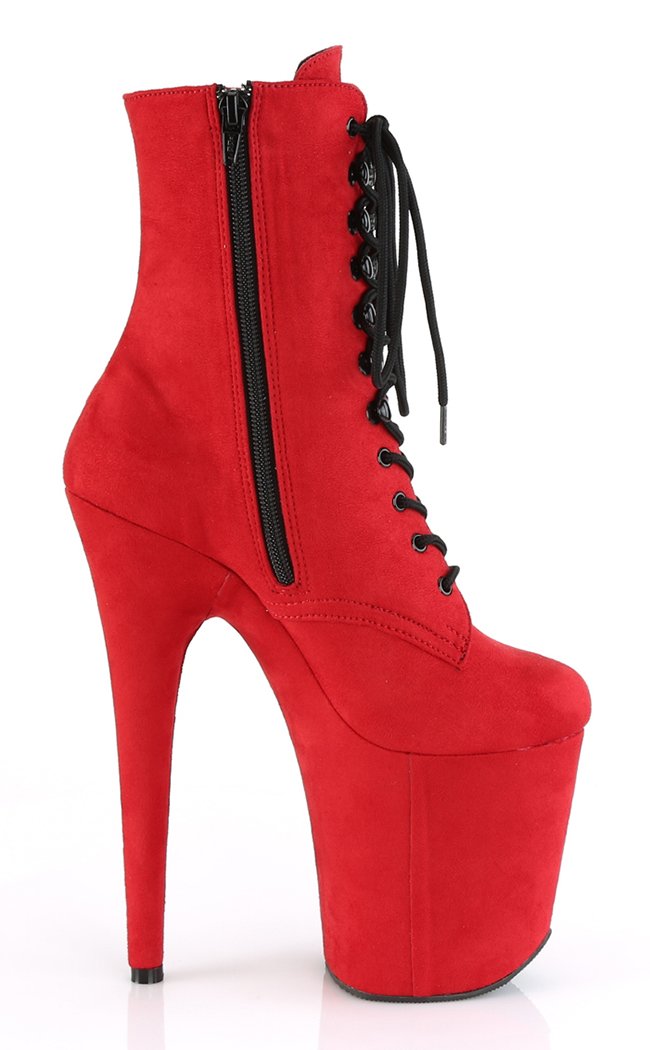 FLAMINGO-1020FS Red Faux Suede Boots-Pleaser-Tragic Beautiful
