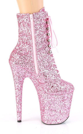 FLAMINGO-1020GWR Baby Pink Glitter Boots-Pleaser-Tragic Beautiful