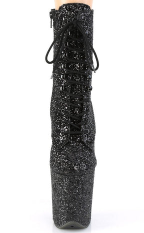 FLAMINGO-1020GWR Black Glitter Boots-Pleaser-Tragic Beautiful