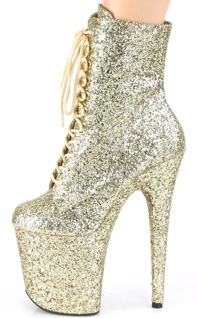 FLAMINGO-1020GWR Gold Glitter Boots-Pleaser-Tragic Beautiful