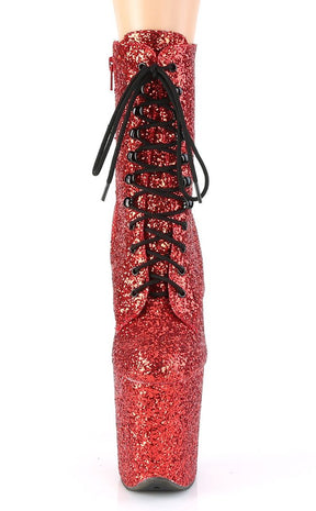 FLAMINGO-1020GWR Red Glitter Boots-Pleaser-Tragic Beautiful