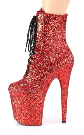 FLAMINGO-1020GWR Red Glitter Boots-Pleaser-Tragic Beautiful
