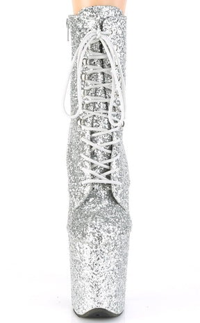 FLAMINGO-1020GWR Silver Glitter Boots-Pleaser-Tragic Beautiful