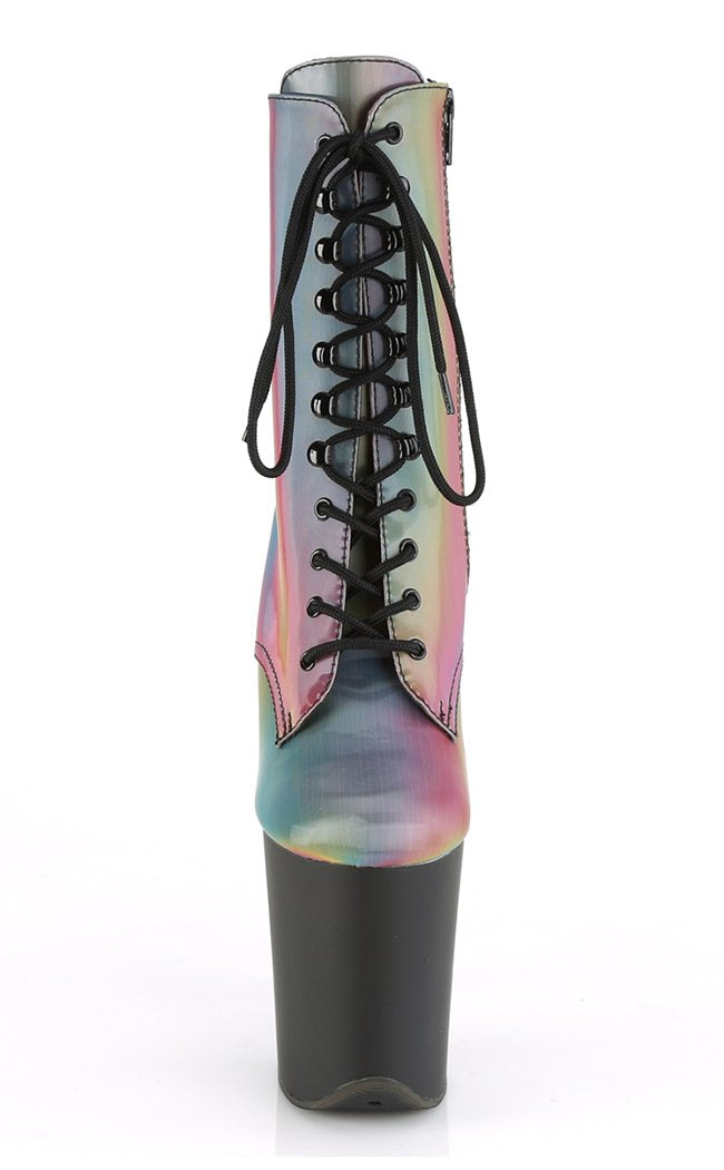 FLAMINGO-1020REFL Rainbow Reflective Ankle Boots-Pleaser-Tragic Beautiful
