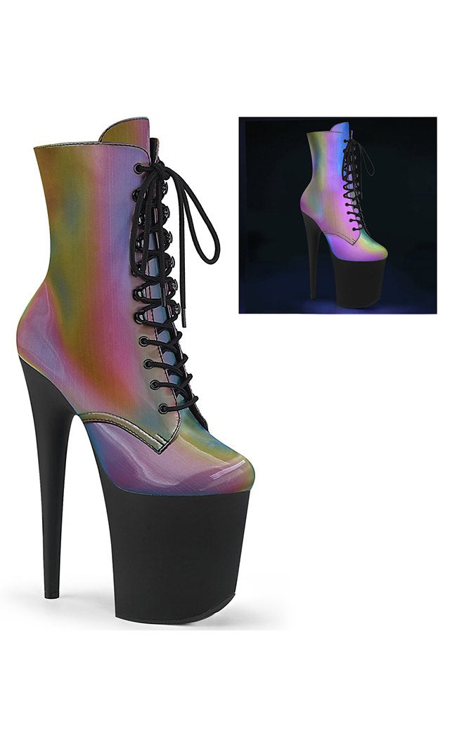FLAMINGO-1020REFL Rainbow Reflective Ankle Boots-Pleaser-Tragic Beautiful
