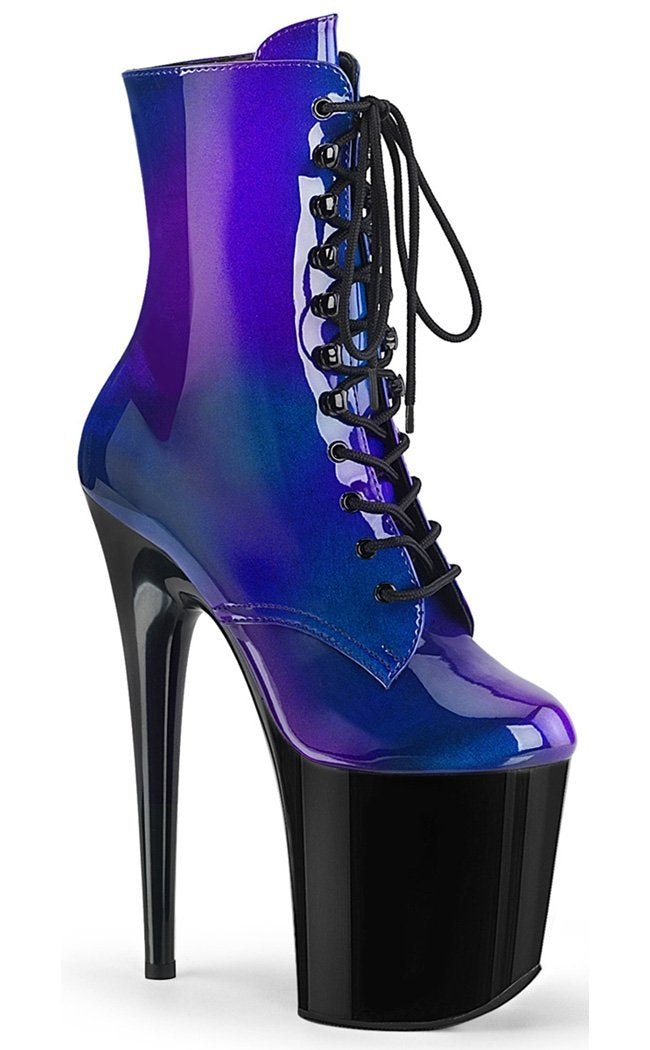 FLAMINGO-1020SHG Blue-Purple/ Black Ankle Boots-Pleaser-Tragic Beautiful