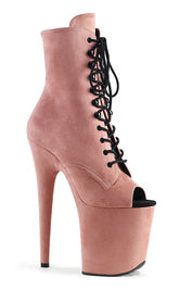 FLAMINGO-1021FS Baby Pink Faux Suede Ankle Boots-Pleaser-Tragic Beautiful