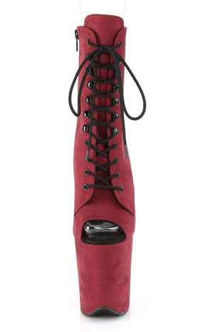 FLAMINGO-1021FS Burgundy Faux Suede Ankle Boots-Pleaser-Tragic Beautiful