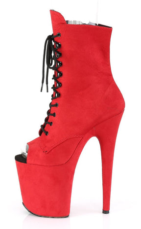 FLAMINGO-1021FS Red Faux Suede Ankle Boots-Pleaser-Tragic Beautiful