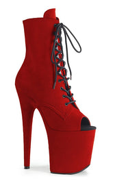 FLAMINGO-1021FS Red Faux Suede Ankle Boots-Pleaser-Tragic Beautiful