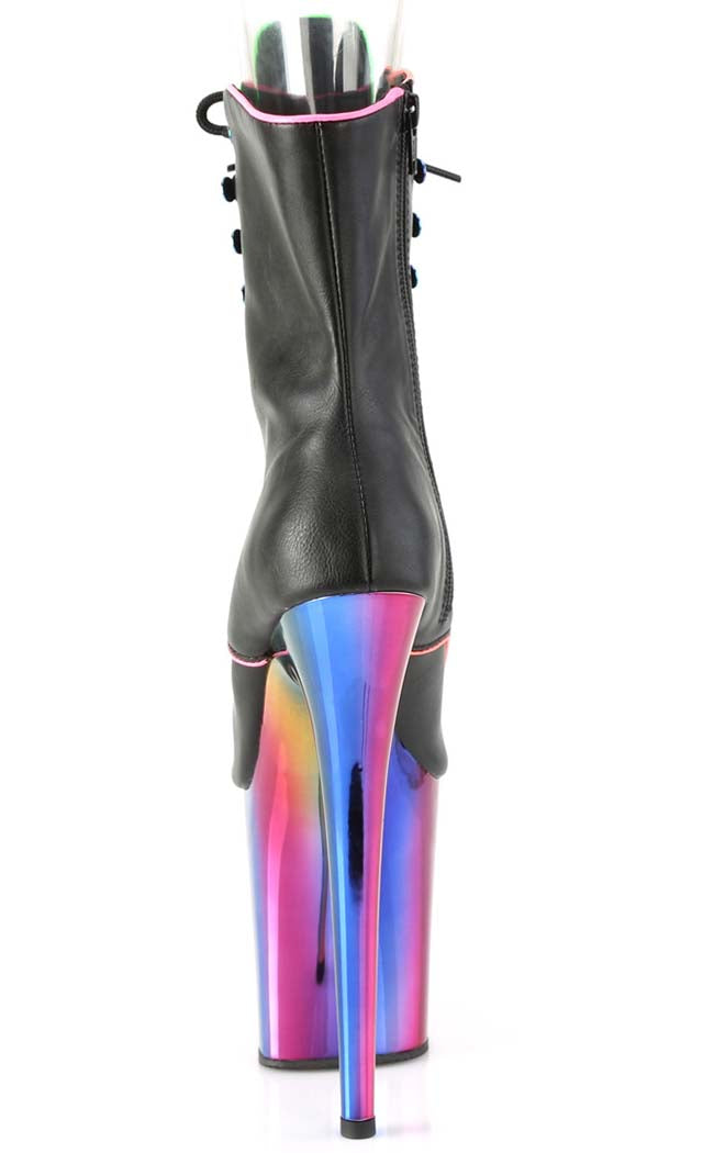 FLAMINGO-1021RC-02 Black Matte/Rainbow Chrome Boots-Pleaser-Tragic Beautiful
