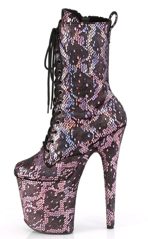 FLAMINGO-1040SPF Baby Pink Snake Print Ankle Boots