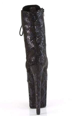 FLAMINGO-1040SPF Black Oil Slick Snake Print Ankle Boots