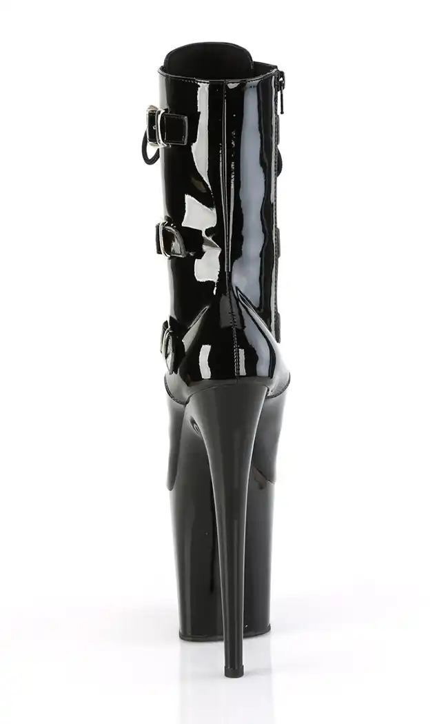 FLAMINGO-1043 Strappy Black Leather Pole Dance Boots-Pleaser-Tragic Beautiful