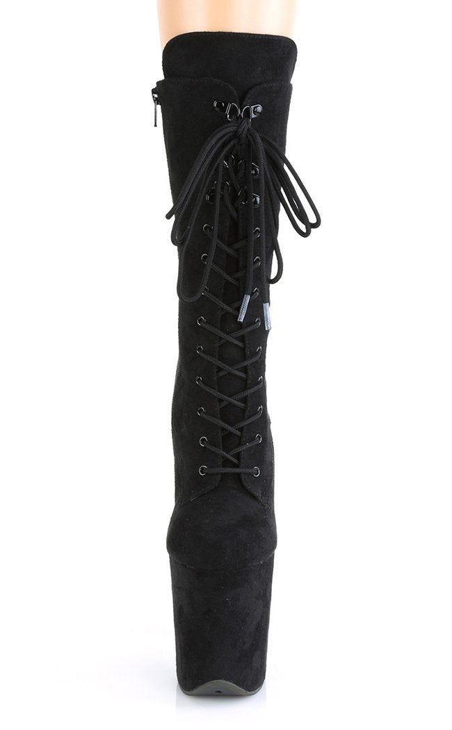 FLAMINGO-1050FS Black Faux Suede Mid Calf Boots-Pleaser-Tragic Beautiful