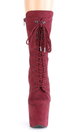 FLAMINGO-1050FS Burgundy Faux Suede Mid Calf Boots-Pleaser-Tragic Beautiful
