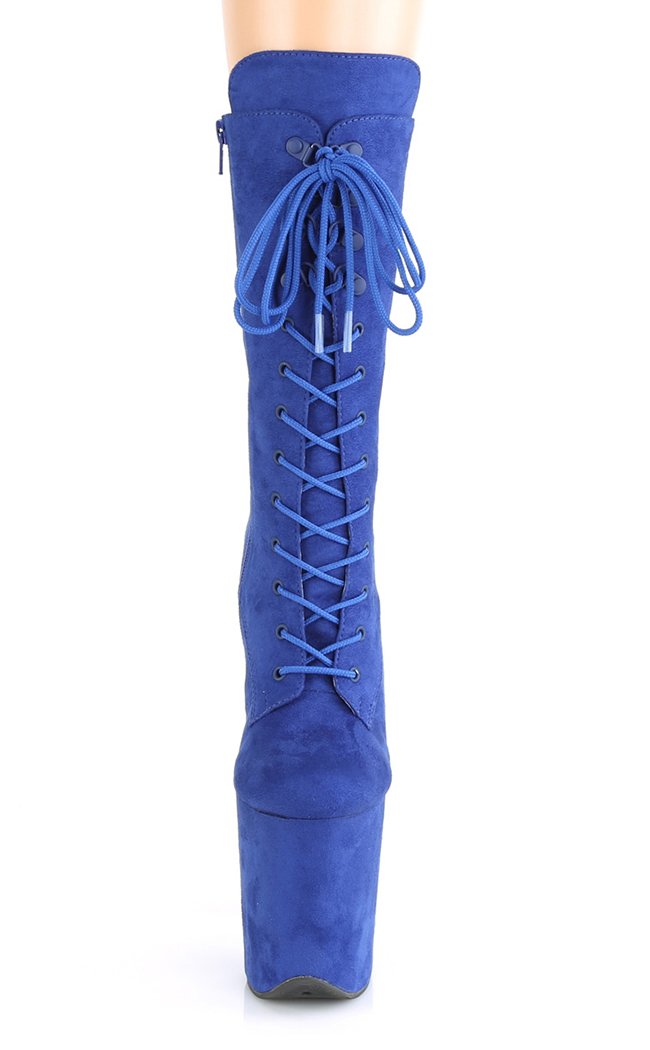 FLAMINGO-1050FS Royal Blue Faux Suede Mid Calf Boots-Pleaser-Tragic Beautiful
