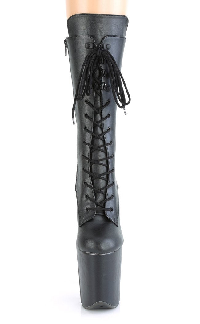 FLAMINGO-1050WR Black Matte Faux Leather Boots-Pleaser-Tragic Beautiful