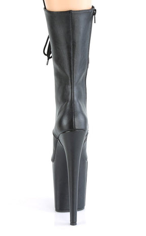 FLAMINGO-1050WR Black Matte Faux Leather Boots-Pleaser-Tragic Beautiful