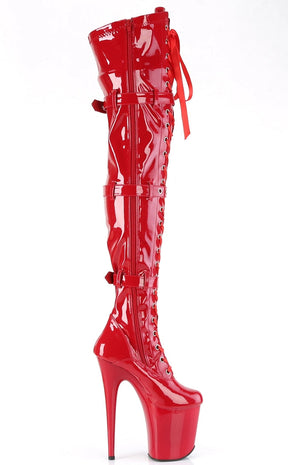 FLAMINGO-3028 Red Patent Thigh High Boots