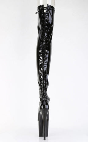 FLAMINGO-3850 Black Patent Thigh High Boots