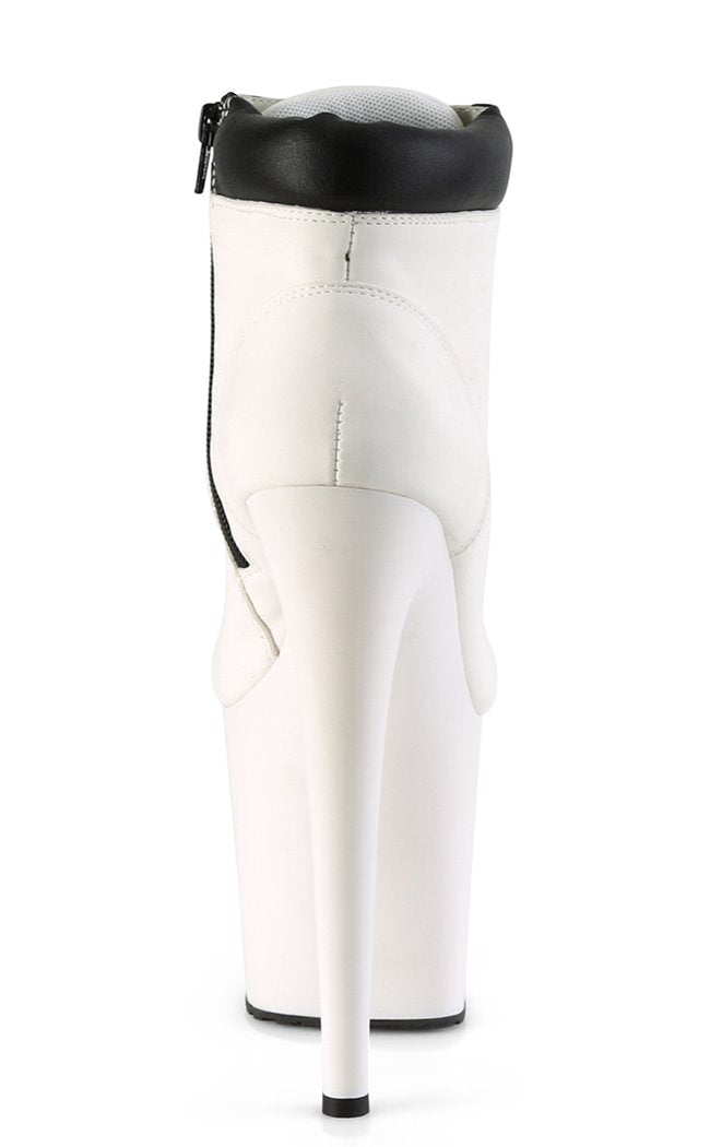 FLAMINGO-800TL-02 White Nubuck Faux Leather Platform Heels-Pleaser-Tragic Beautiful