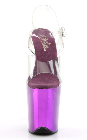 FLAMINGO-808 Clear & Purple Chrome Heels-Pleaser-Tragic Beautiful