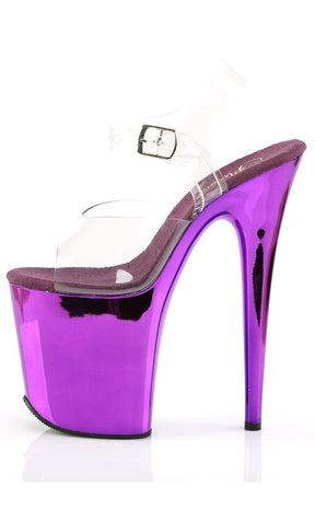 FLAMINGO-808 Clear & Purple Chrome Heels-Pleaser-Tragic Beautiful
