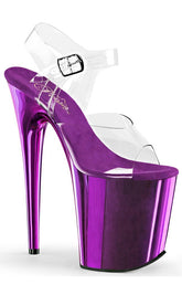 FLAMINGO-808 Clear & Purple Chrome Heels-Pleaser-Tragic Beautiful