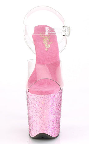 FLAMINGO-808CF Clear Pink Confetti Heels-Pleaser-Tragic Beautiful