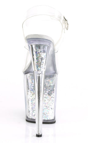 FLAMINGO-808GF Silver Glitter Filled Platform Heels-Pleaser-Tragic Beautiful