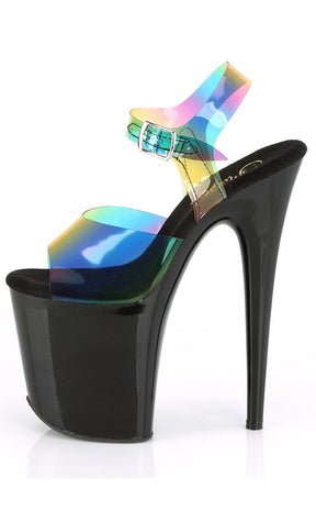 FLAMINGO-808RB Rainbow and Black Platform Heels-Pleaser-Tragic Beautiful