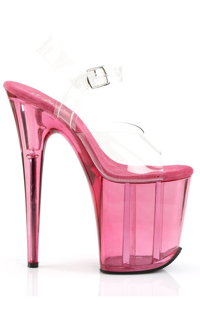 FLAMINGO-808T Clear & Pink Tinted Heels-Pleaser-Tragic Beautiful