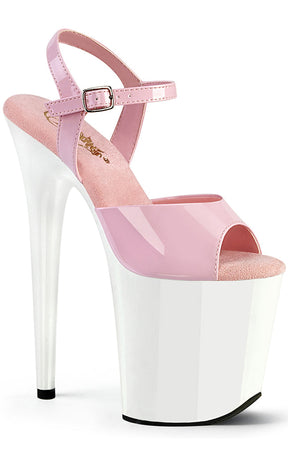 FLAMINGO-809 Baby Pink/White Patent Heels-Pleaser-Tragic Beautiful