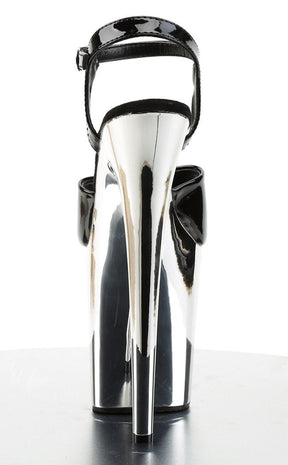 FLAMINGO-809 Black Patent & Silver Chrome Heels-Pleaser-Tragic Beautiful