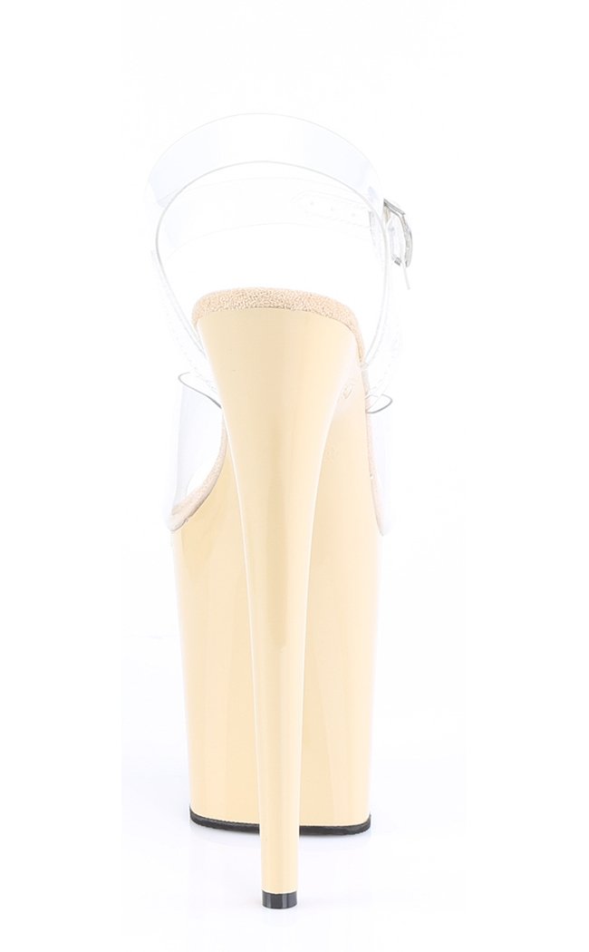 FLAMINGO-809 Clear/Cream Patent Heels-Pleaser-Tragic Beautiful