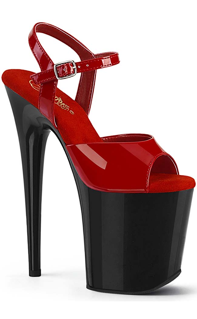 FLAMINGO-809 Red Patent & Black Heels-Pleaser-Tragic Beautiful