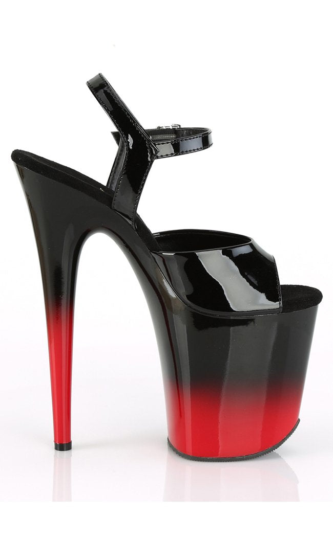 FLAMINGO-809BR-H Red-Black Ombre Heels-Pleaser-Tragic Beautiful