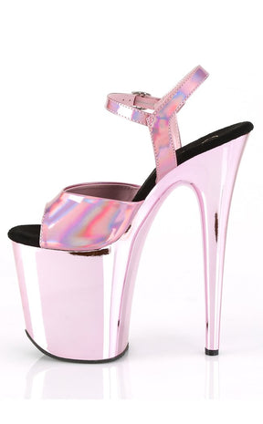 FLAMINGO-809HG Baby Pink Hologram Chrome Heels-Pleaser-Tragic Beautiful