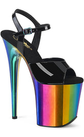 FLAMINGO-809RC Black Patent/Rainbow Chrome Heels-Pleaser-Tragic Beautiful