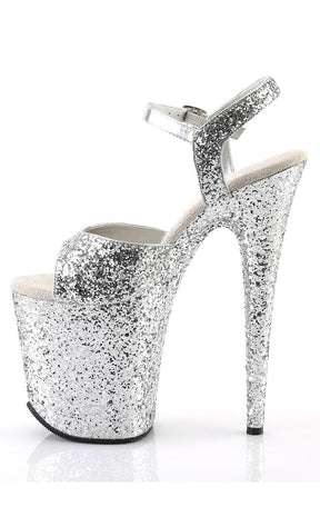 FLAMINGO-810LG Silver Glitter Heels-Pleaser-Tragic Beautiful
