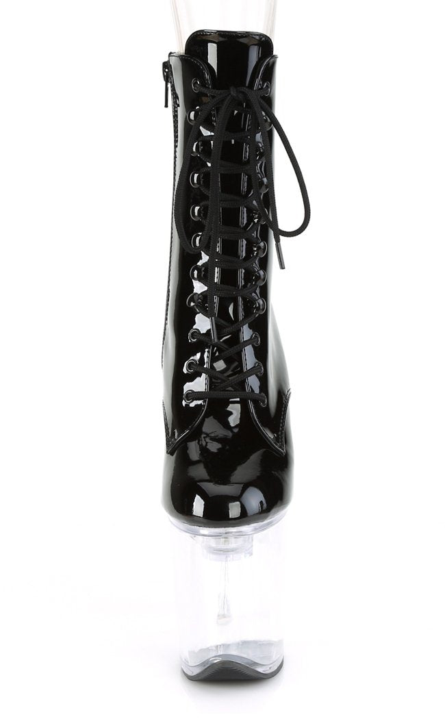 FLASHDANCE-1020-8 Light-up Black Patent Ankle Boots-Pleaser-Tragic Beautiful
