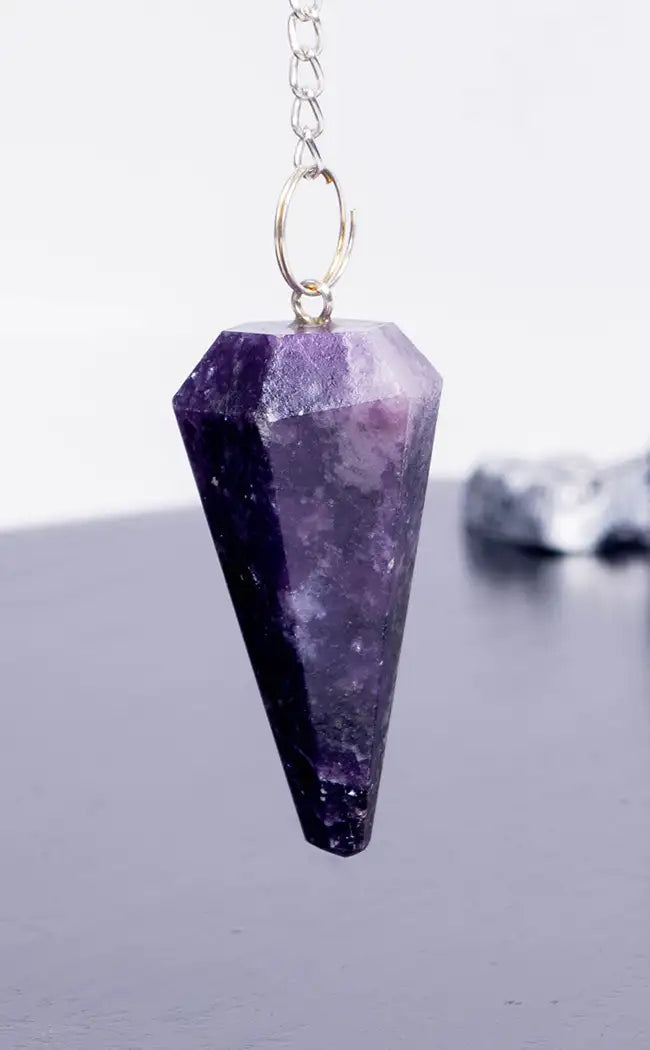 Faceted Pendulum | Lepidolite-Crystals-Tragic Beautiful