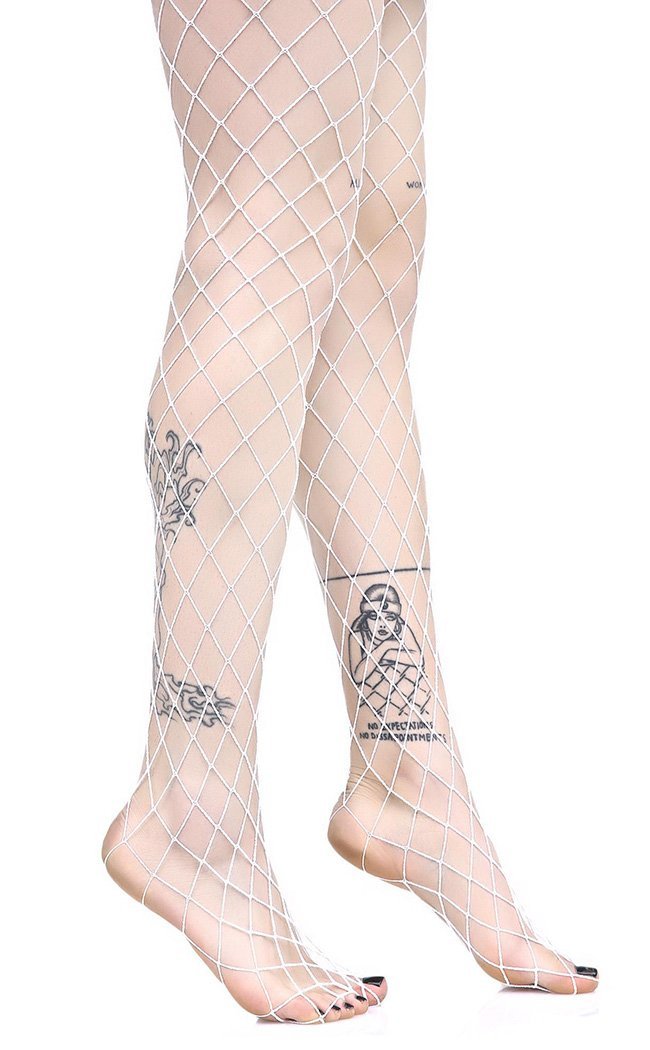 Festival Fencenet Stockings in White-Music Legs-Tragic Beautiful