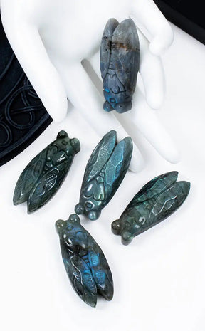 Flashy Labradorite Carved Cicadas-Crystals-Tragic Beautiful