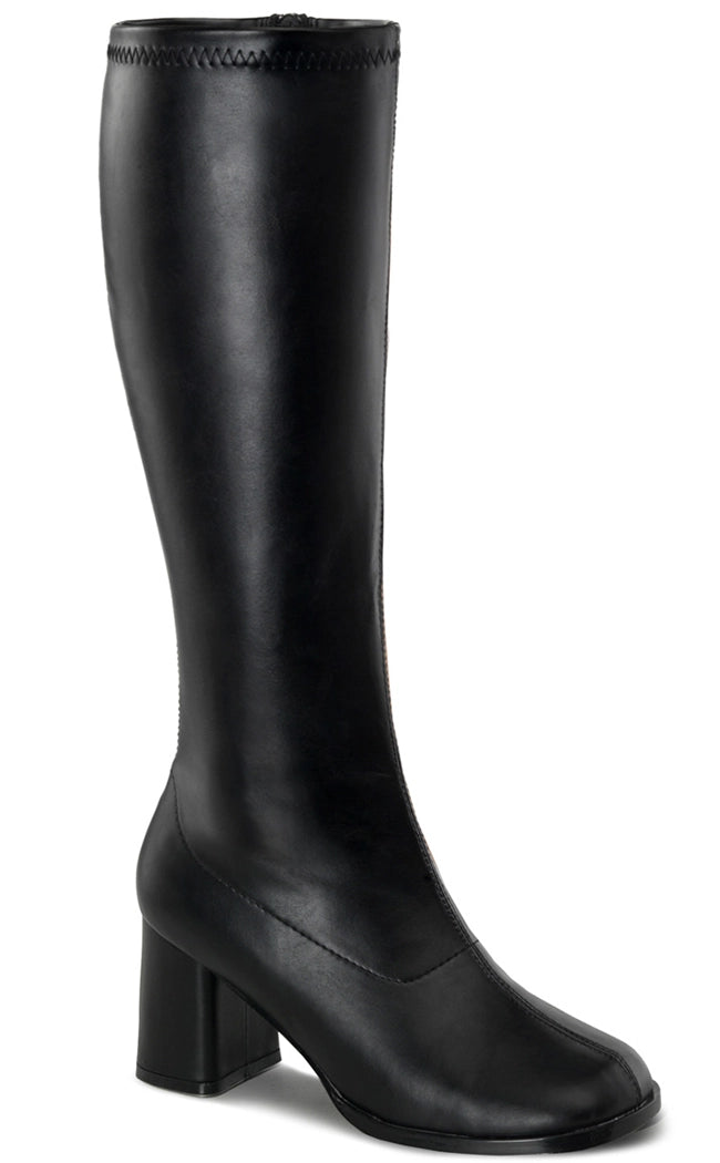 GOGO-300WC Black Vegan Leather Wide Calf Boots