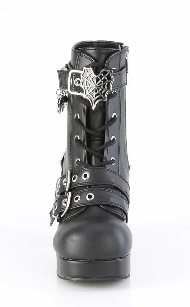 GOTHIKA-66 Black Vegan Leather Ankle Boots-Demonia-Tragic Beautiful